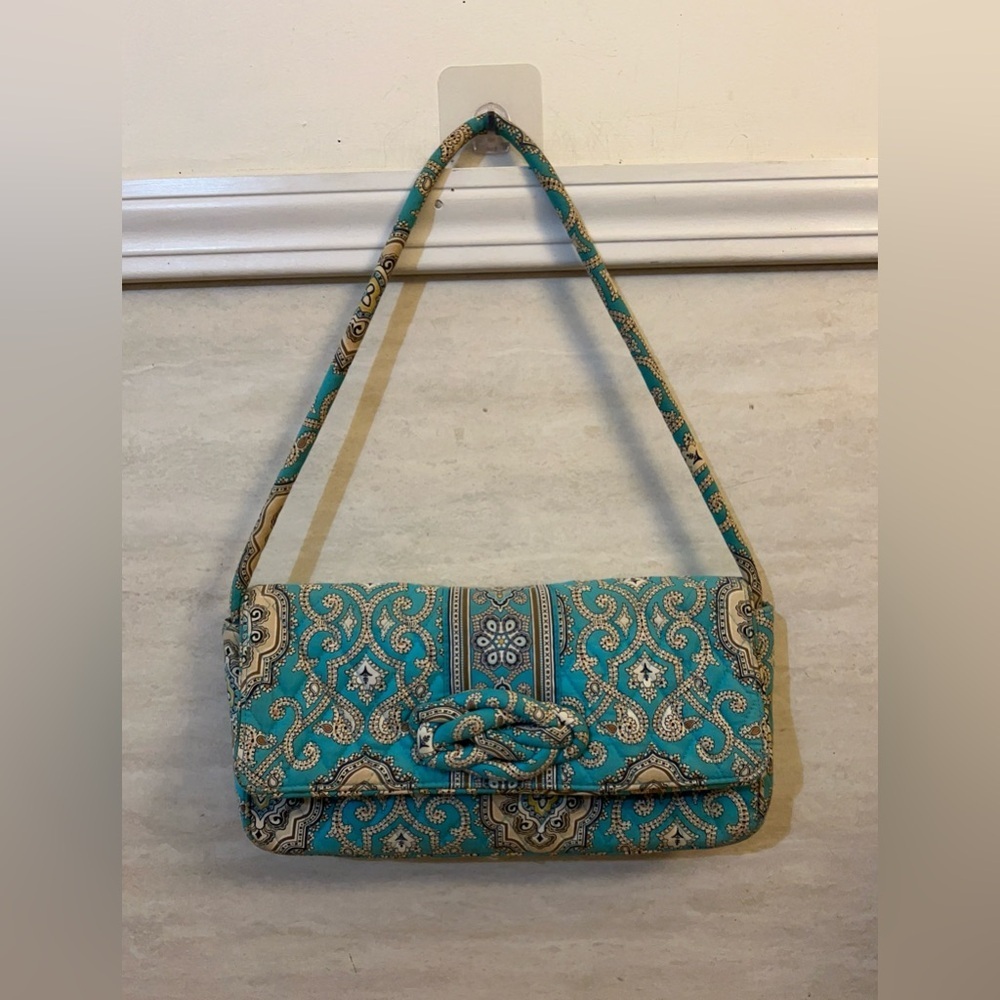 Vera Bradley Knot Just A Clutch Purse Totally Turquoise Paisley Print